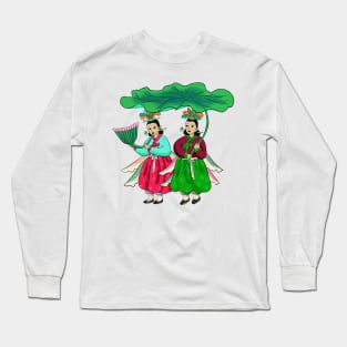 Minhwa: Taoist Fairy Sisters A-3 Type Long Sleeve T-Shirt